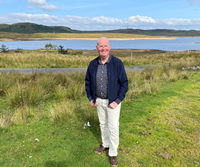 Peatland restoration study - Councillor Michael McCormick is pictured at the Garvocks former farm steading opposite Loch Thom